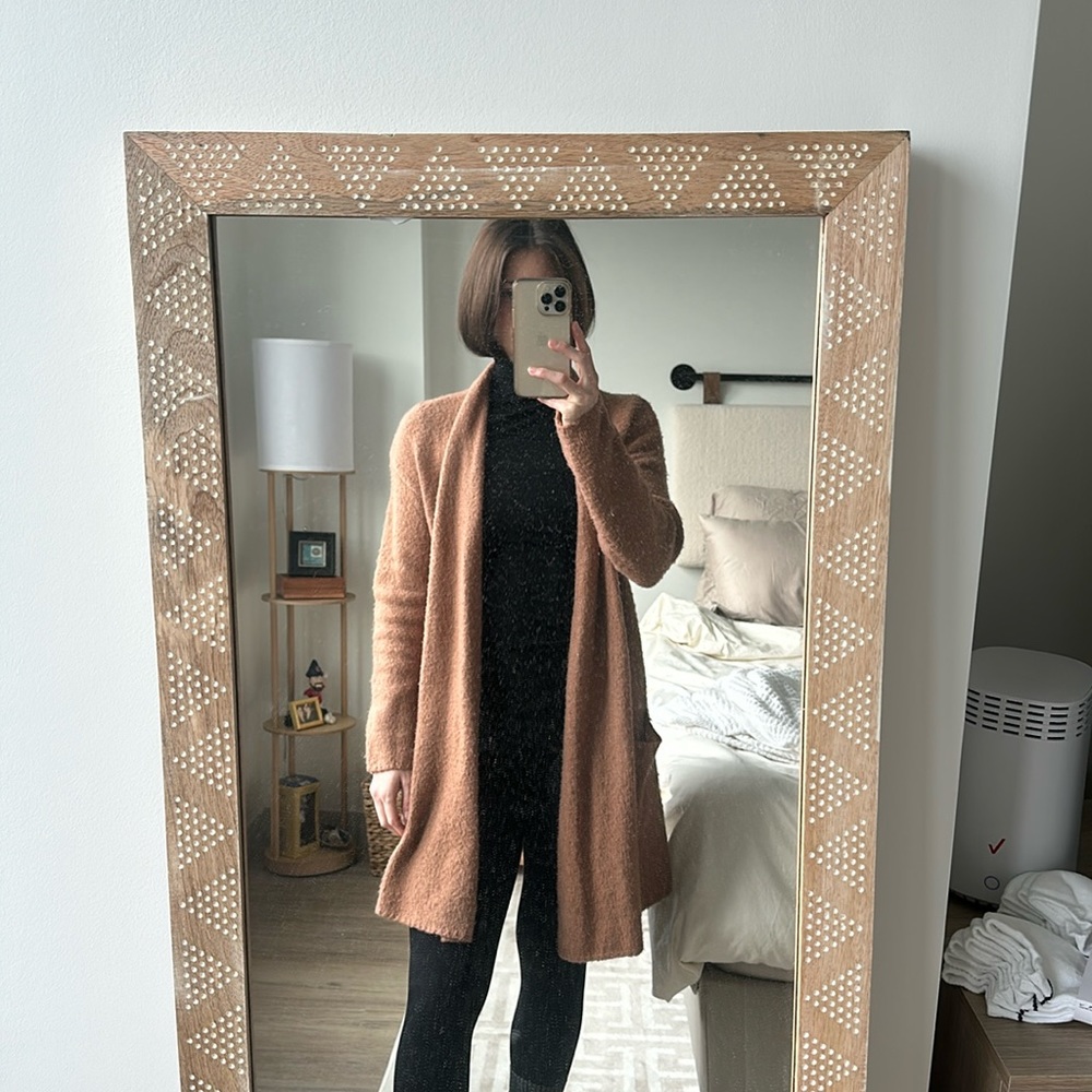 Brown cardigan mid thigh length